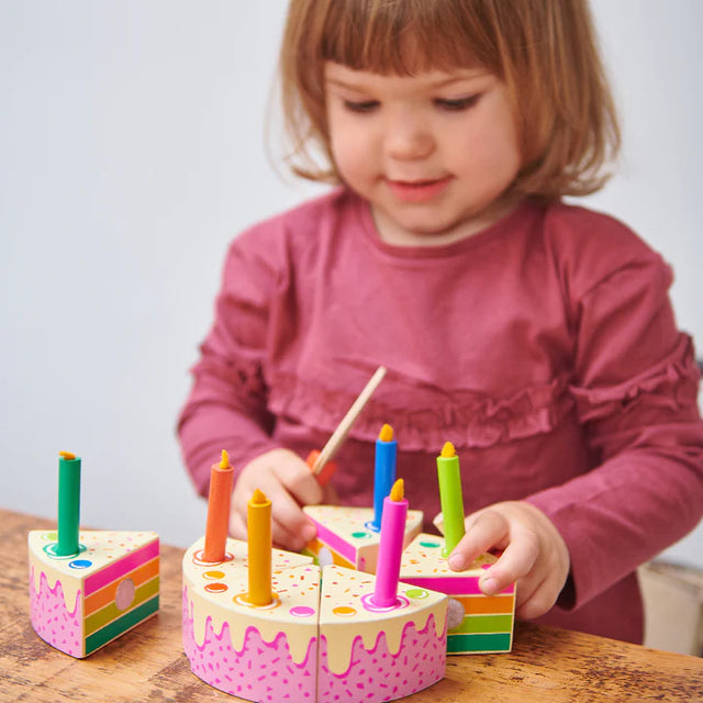 Wooden Rainbow Birthday Cake