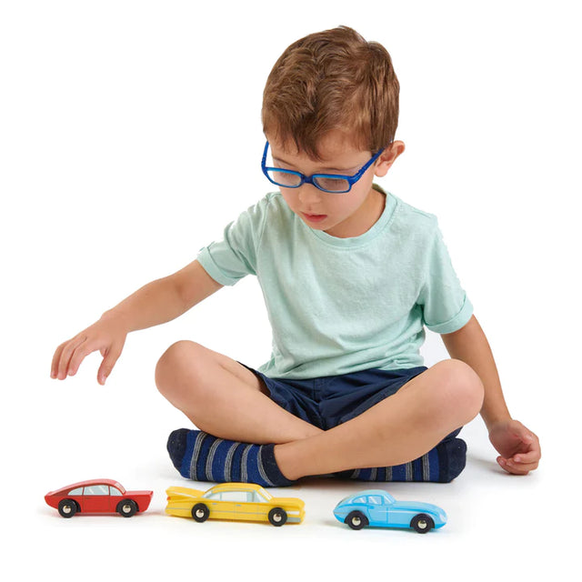 Set Of 3 Wooden Retro Cars