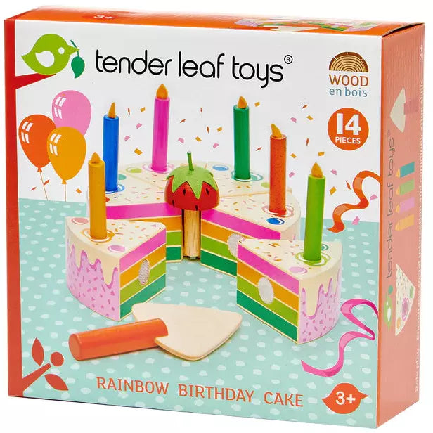 Wooden Rainbow Birthday Cake