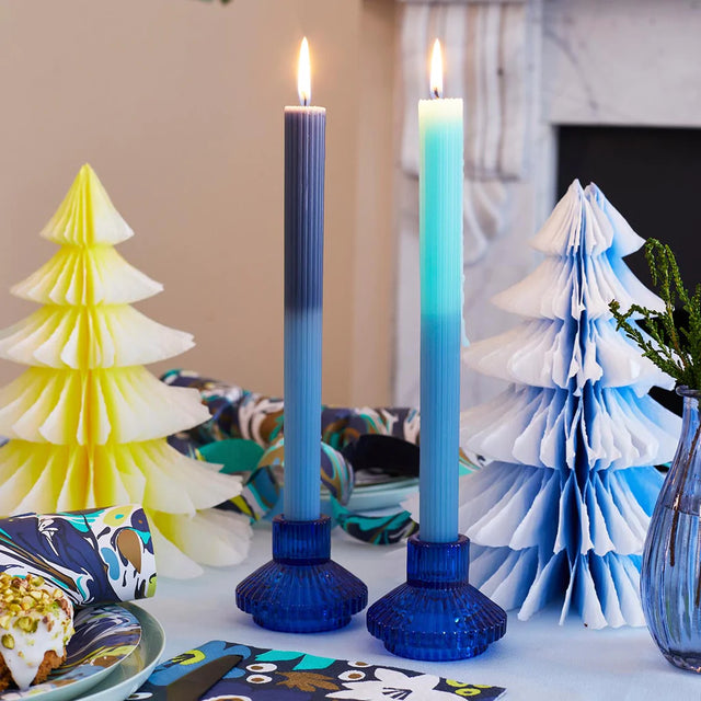 Small Cobalt Blue Geometric Candle Holder