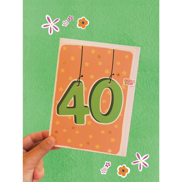 Age 40 Star Embellished Card