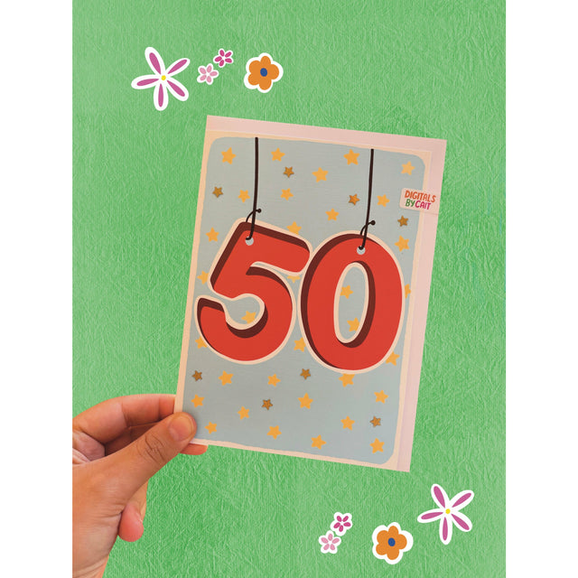 Age 50 Star Embellished Card