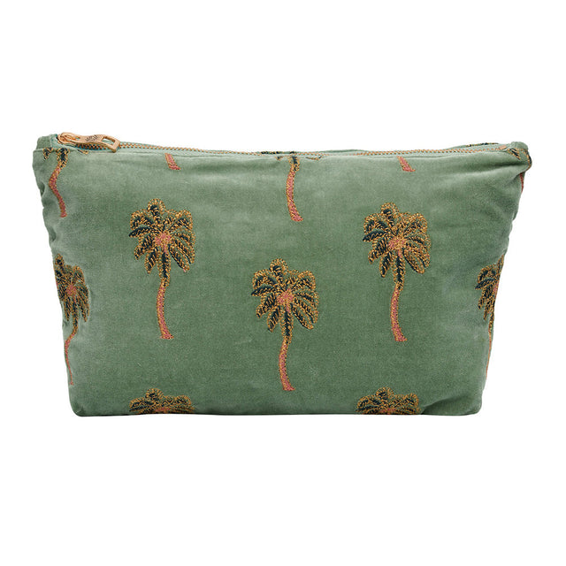 African Palmier Khaki Velvet Travel Pouch