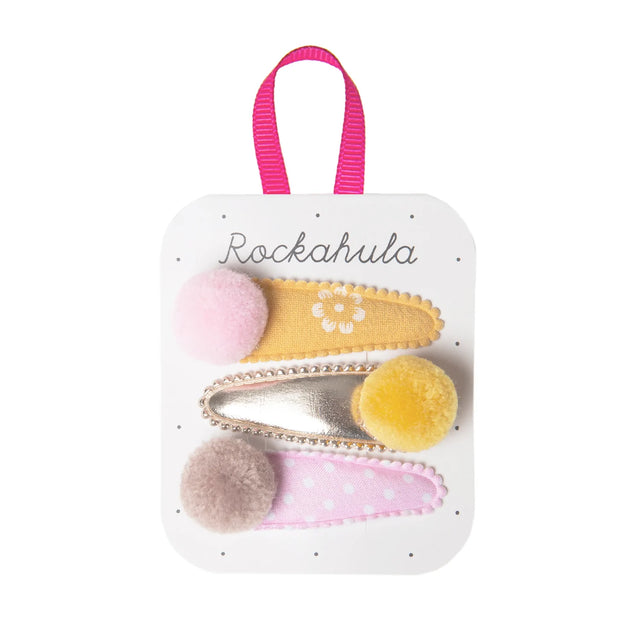 Autumnal Pom Poms Hair Clips