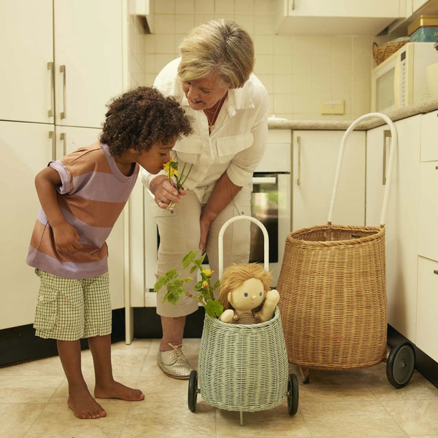 Vintage Blue Rattan Luggy