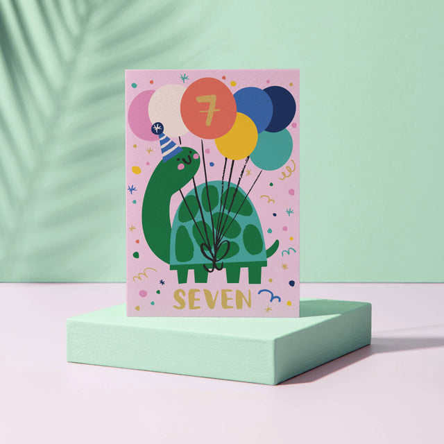 Age 7 Turtle Birthday Card