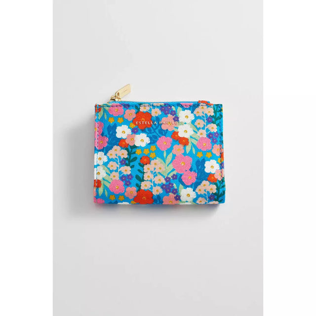 Bright Blue Floral Print Folded Wallet