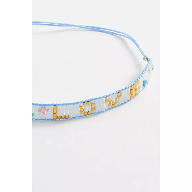 Blue Beaded Cord Love Bracelet