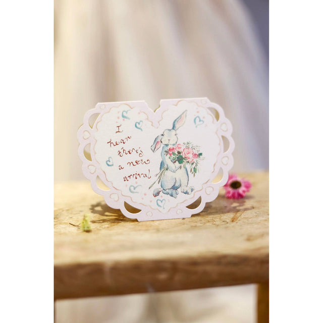 New Arrival Heart Cut Out Card
