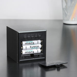 Black Wood Effect Cube Click Clock