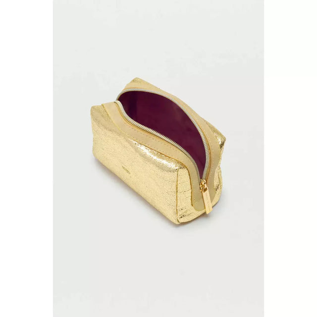 Metallic Gold Crocodile Effect Make Up Bag