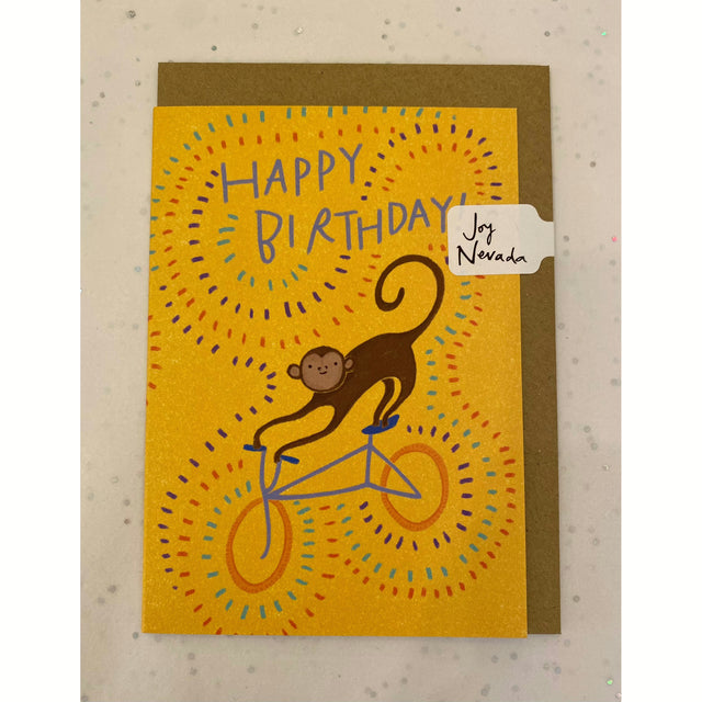 Happy Birthday Monkey On Bike Card