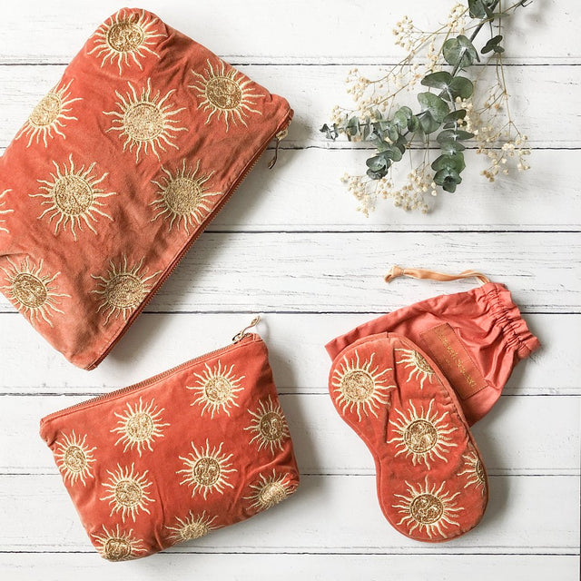 Sun Goddess Rust Velvet Travel Pouch
