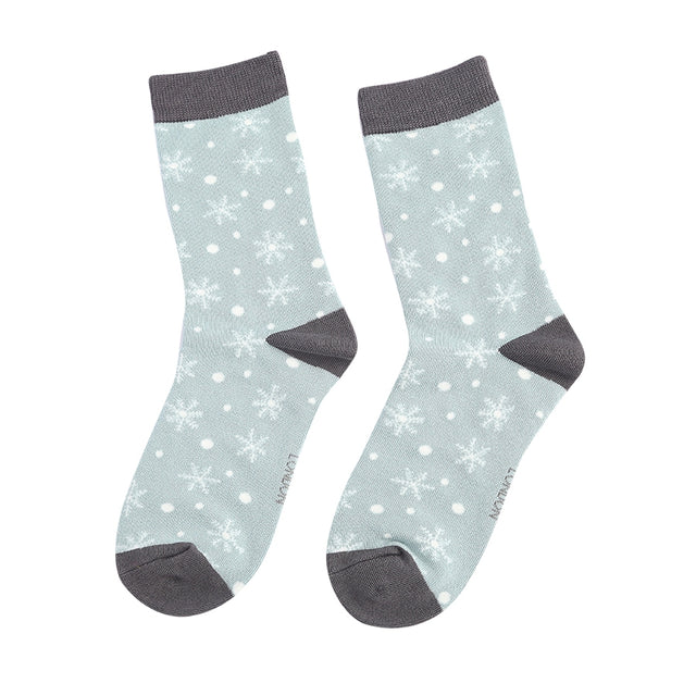 Snowflake Duck Egg Bamboo Socks