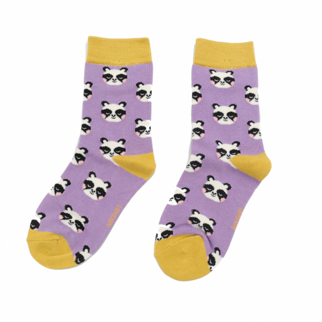 Pandas Lilac Bamboo Socks - Age 4-6 Years