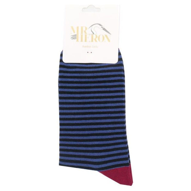 Blue And Black Mini Stripes Bamboo Socks