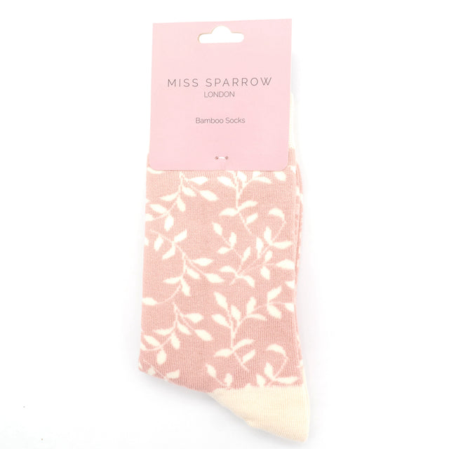 Trailing Leaves Dusky Pink Ladies Socks