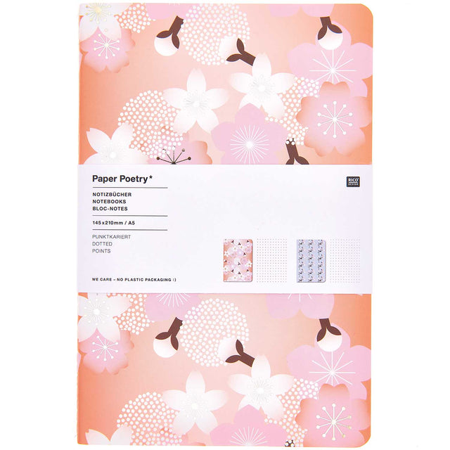 Set of 2 A5 Sakura Notebooks