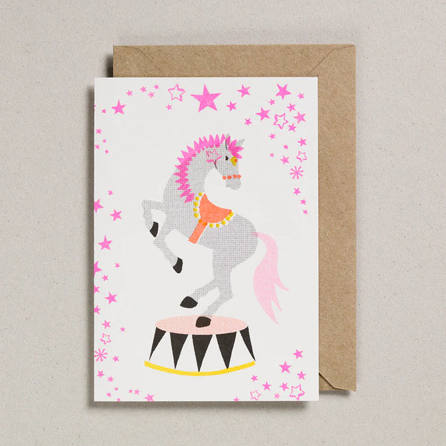 Fluorescent Circus Horse Card