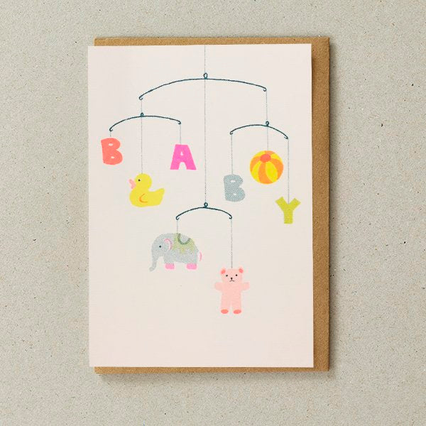 Fluorescent New Baby Mobile Card