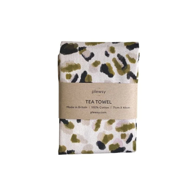 Lilac Leopard Print Tea Towel