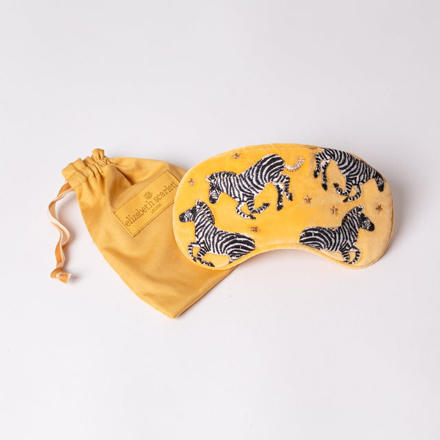 Zebra Mustard Velvet Eye Mask
