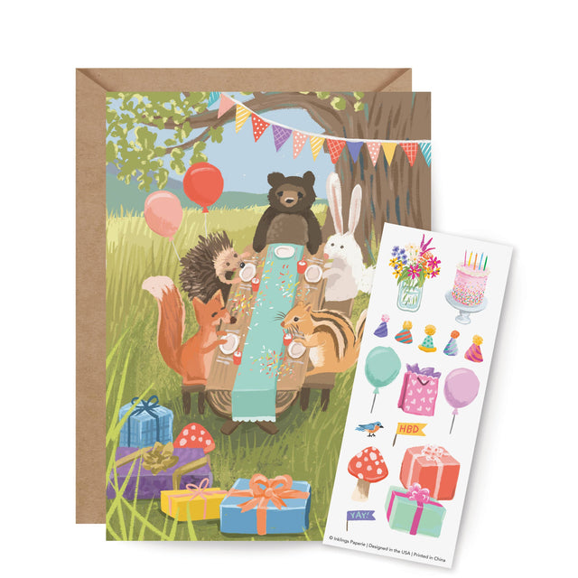 Woodland Party Sticker Scene Card