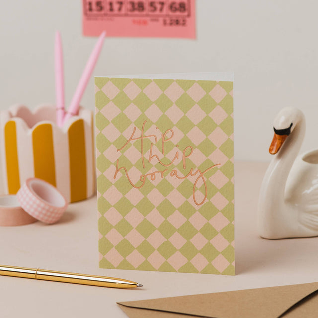 Hip Hip Hooray Checkerboard Birthday Card