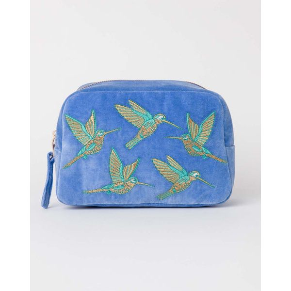 Hummingbird Velvet Makeup Bag
