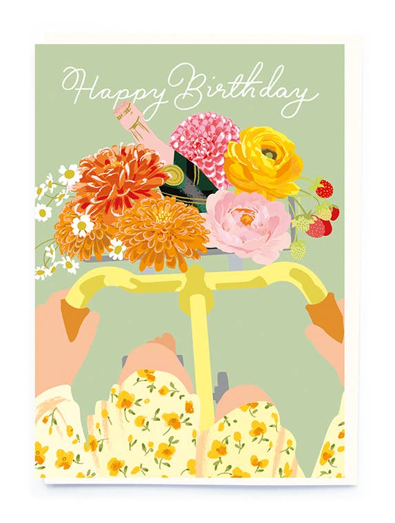 Bicycle Flowers Birthday Card