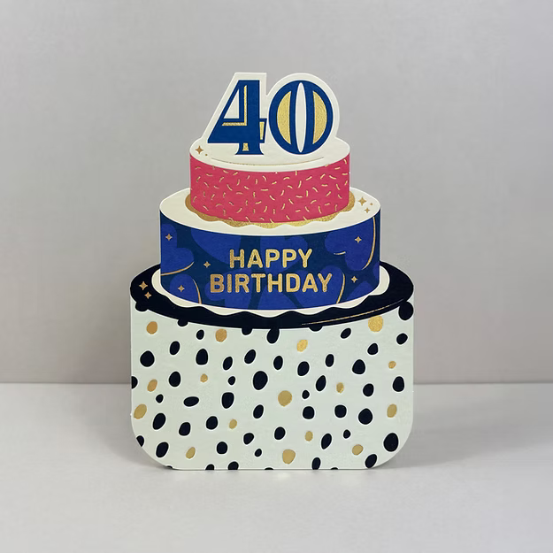 Age 40 Shaped Cake Card