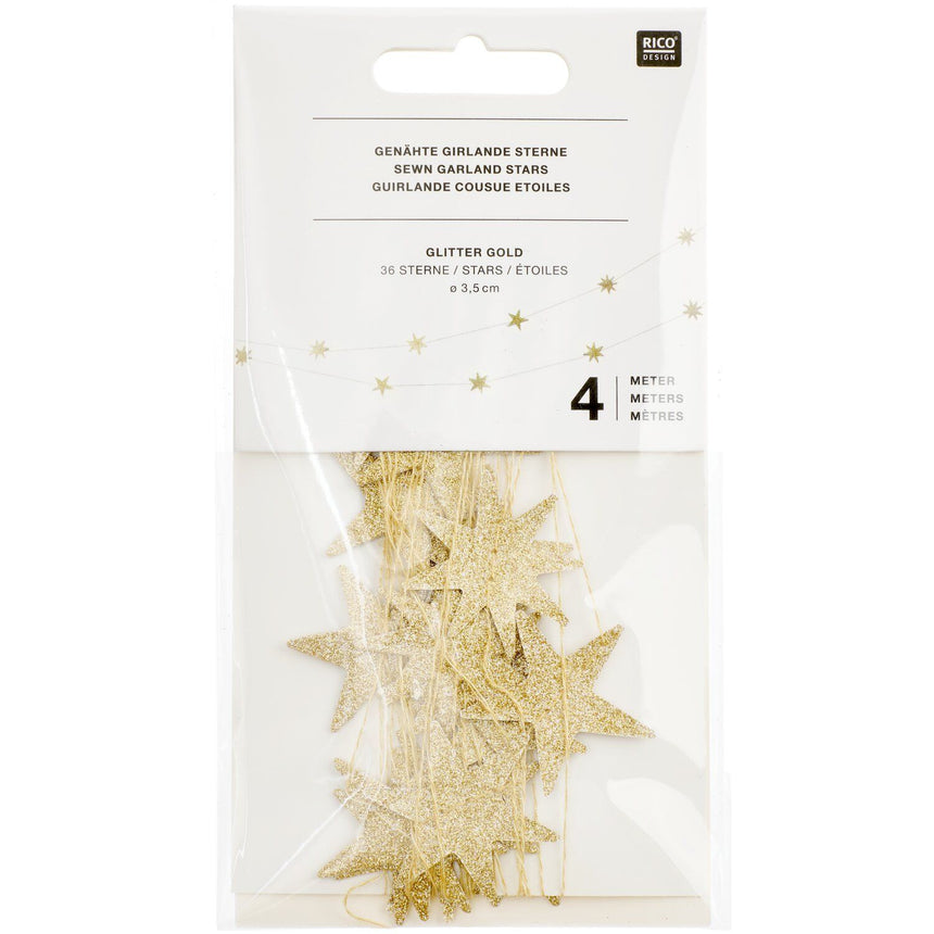 Advent Gold Stars Sewn Garland