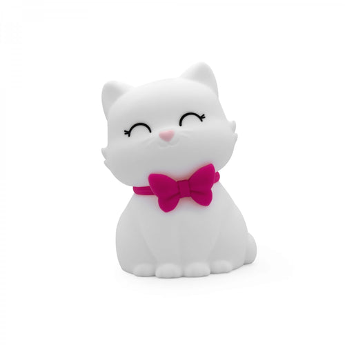 White Fuschia Cat Medium Night Light
