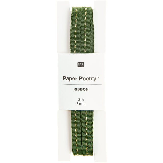 Green & Gold Stitched Ribbons