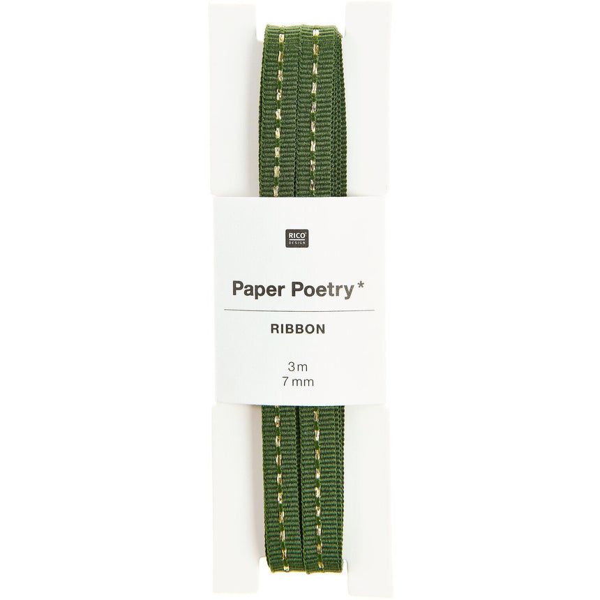 Green & Gold Stitched Ribbons