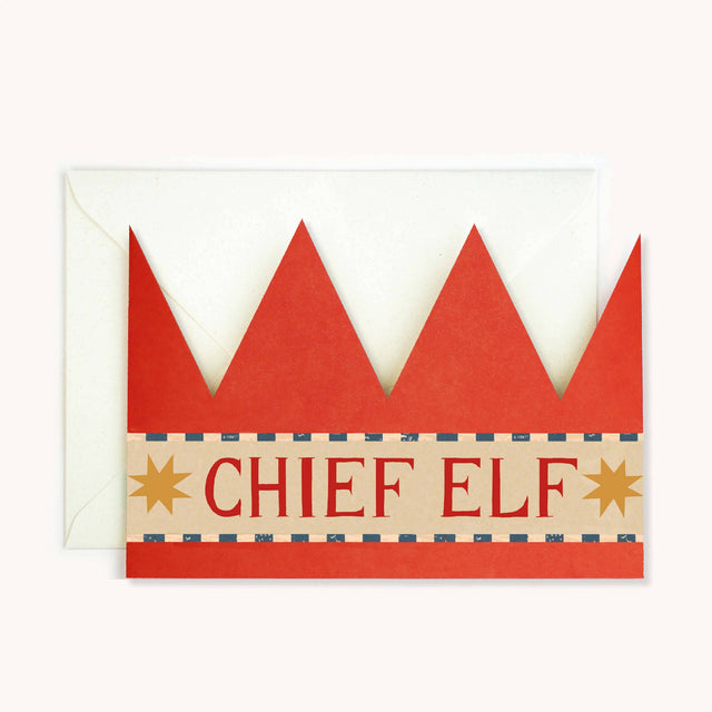 Chief Elf Party Hat Card