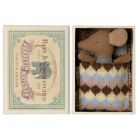 Sleepy Wakey Baby Mouse Matchbox: New Blue