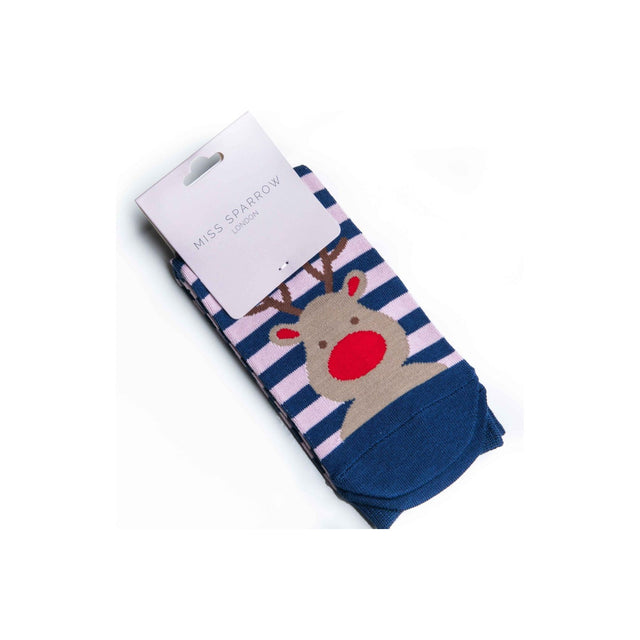 Navy Reindeer Bamboo Socks
