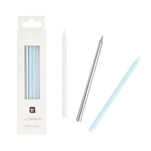 Blue & Silver Long Birthday Candles