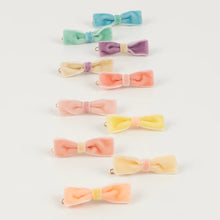Load image into Gallery viewer, Pastel Velvet Mini Bow Clips