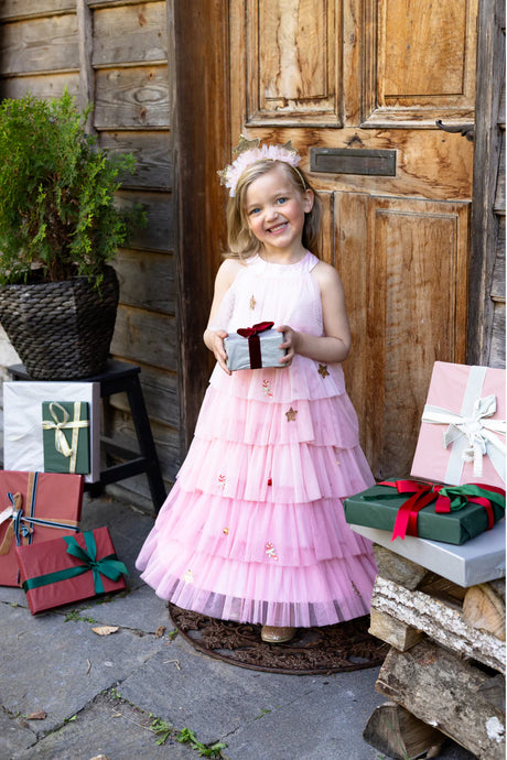 Blush Christmas Tree Dress with Headpiece