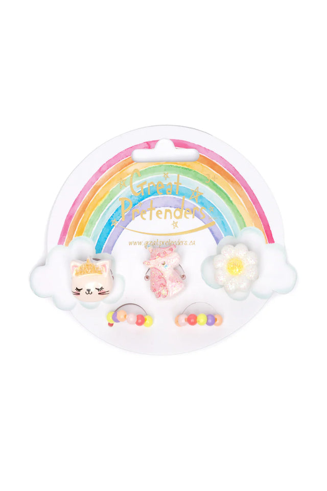 Flower Kitty Unicorn Ring Set
