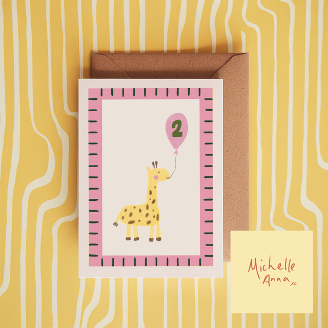 Age 2 Giraffe Card