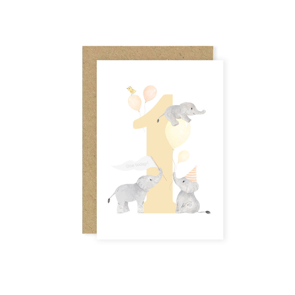 Age 1 Elephant Card