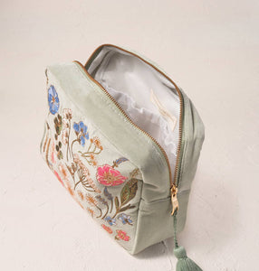 Pressed Flowers Velvet Wash Bag