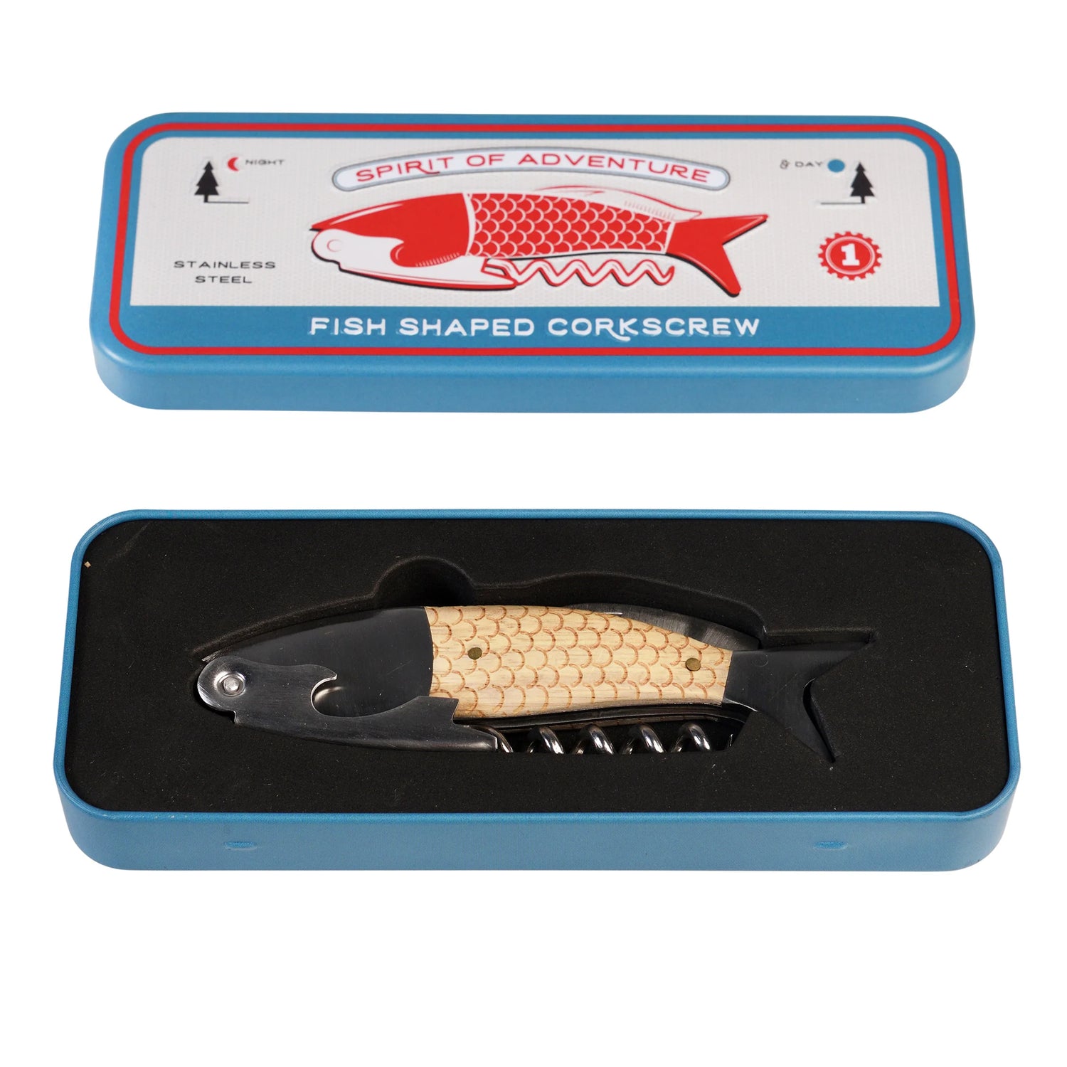 Fish Corkscrew Bottle Opener In Tin