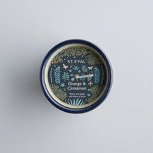 Load image into Gallery viewer, Orange &amp; Cinnamon Midnight Blue Pot Candle