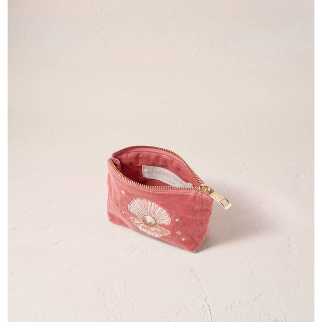 Pearl Shell Velvet Coin Purse