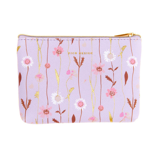 Small Lilac Floral Zip Pouch
