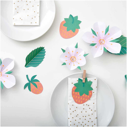 Strawberries & Flowers Paper Decorations
